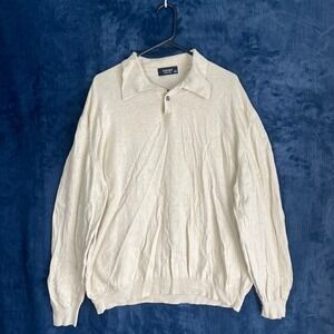 Toscano Beige Made In Italy Classic Polo Woven Long Sleeve Shirt Mens Size XXL